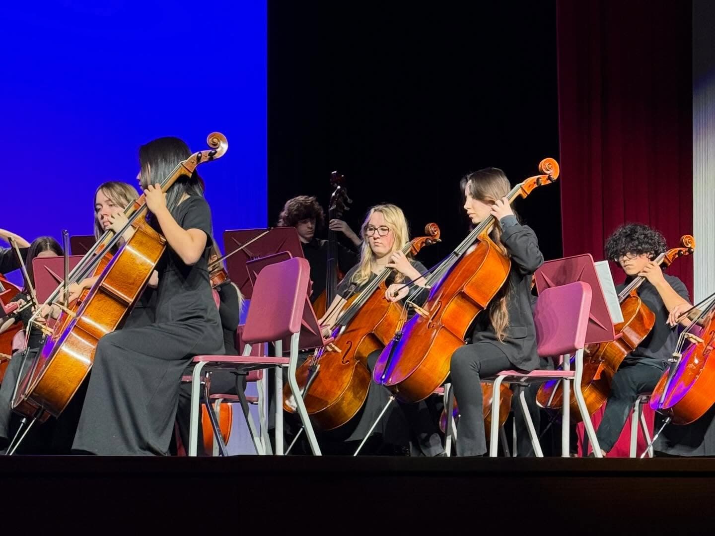 Munster cellists performing during a concert